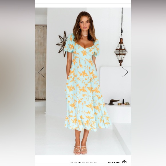 Hello Molly EVERYTHING I DREAMED OF MIDI DRESS TURQUOISE - sold out online - Picture 3 of 7